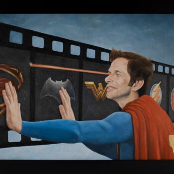 Painting titled "Release the Snyder…" by Marco Santos, Original Artwork, Oil Mounted on Wood Stretcher frame