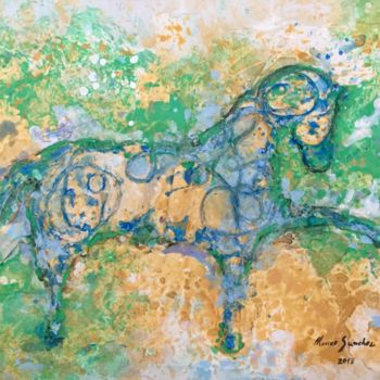 Painting titled "andalusian horse" by Marcos Sánchez, Original Artwork, Acrylic