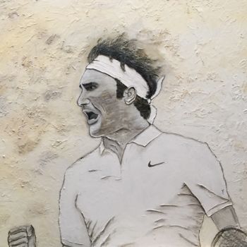 Pittura intitolato "Federer" da Marcos Sánchez, Opera d'arte originale, Acrilico