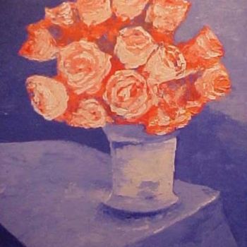 Painting titled "Pink Roses" by Paul Marco, Original Artwork, Acrylic
