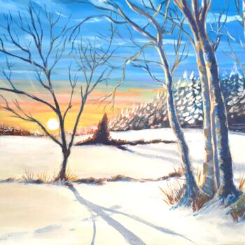 Painting titled "WinterSunset" by Marcel Ramet, Original Artwork, Acrylic