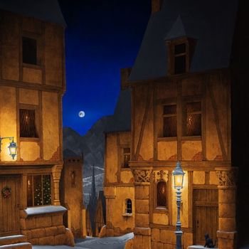 Peinture intitulée "nuit de noel" par Marc Peltzer, Œuvre d'art originale