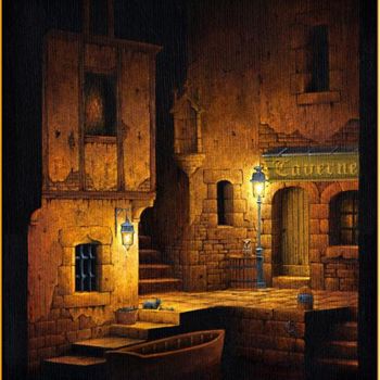 「la taverne」というタイトルの絵画 Marc Peltzerによって, オリジナルのアートワーク