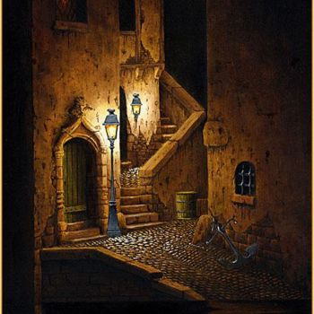 Painting titled "porte sur le quai" by Marc Peltzer, Original Artwork