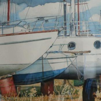 Peinture intitulée "bateau de pêche 7" par Marc Rabal, Œuvre d'art originale