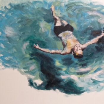 Malarstwo zatytułowany „Sur l'eau.” autorstwa Marc Sellam, Oryginalna praca, Olej Zamontowany na Drewniana rama noszy