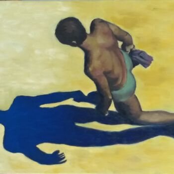 Painting titled "pieds nus." by Marc Sellam, Original Artwork, Oil Mounted on Wood Stretcher frame