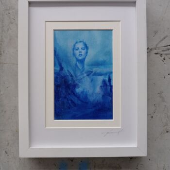 Pintura titulada "Mini Blue Series Mo…" por Marcus Kupferschmidt (ROBN2KOOL), Obra de arte original, Acrílico Montado en Pan…