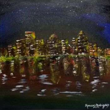 Painting titled "Noite em Ilhéus" by Marcus Rodrigues, Original Artwork, Acrylic