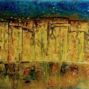Pintura intitulada "Cidade noturna" por Marcus Rodrigues, Obras de arte originais, Acrílico