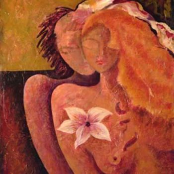 Painting titled "LOVERS" by Leslie Marcus, Original Artwork, Oil