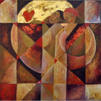 Painting titled "LOVE I" by Leslie Marcus, Original Artwork, Oil