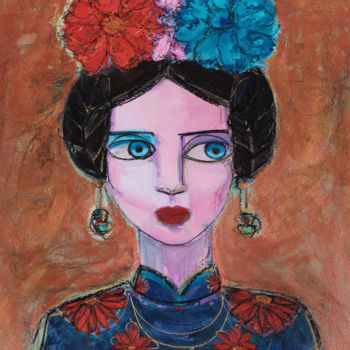 Pintura intitulada "Frida Multicultural" por Marcus Jacobina, Obras de arte originais, Acrílico