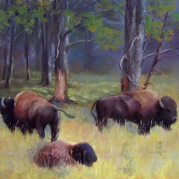 Painting titled "Buffalo Rubs" by Marcus Moller, Original Artwork