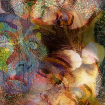 Digital Arts titled "dédoublement" by Geny Chanteline, Original Artwork, Digital Painting Mounted on Wood Stretcher frame