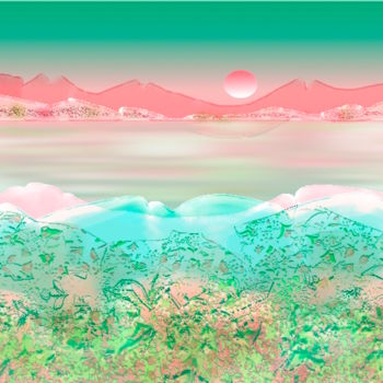 Digitale Kunst getiteld "Glaces-turquoise" door Tyn, Origineel Kunstwerk, Digitaal Schilderwerk