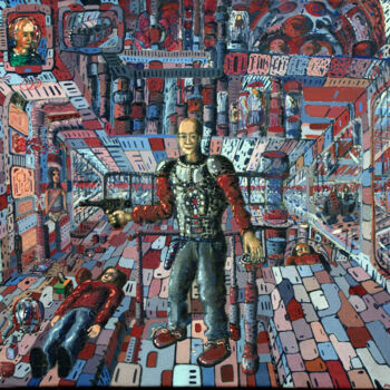 Painting titled "cyborg-coloryzmu" by Marek Izydorczyk, Original Artwork, Oil