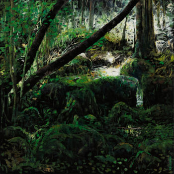 Malerei mit dem Titel "Virgin forest" von Marek Krumpar, Original-Kunstwerk, Öl