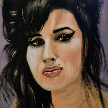 Malerei mit dem Titel ""Amy Winehouse"" von Marek Spetel, Original-Kunstwerk, Acryl Auf Plexiglas montiert