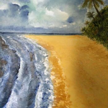 Pintura titulada ""Rajskie Malediwy"" por Marek Spetel, Obra de arte original, Oleo Montado en Bastidor de camilla de madera