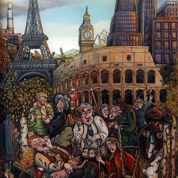 Painting titled "Referendum" by Idziaszek, Original Artwork, Oil