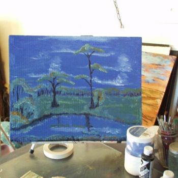 Painting titled "cypress swamp" by Marell Moore, Original Artwork