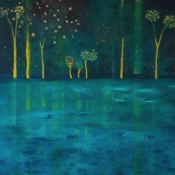 Painting titled "Mysterious Waters" by Maren Roelofsen, Original Artwork, Acrylic