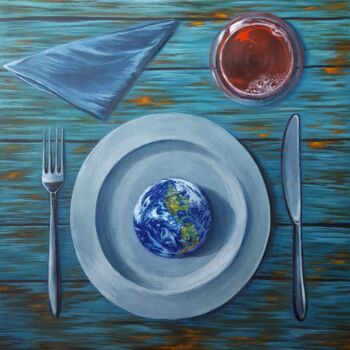 Ζωγραφική με τίτλο "You eat the world" από Maretta Elsalieva, Αυθεντικά έργα τέχνης, Λάδι