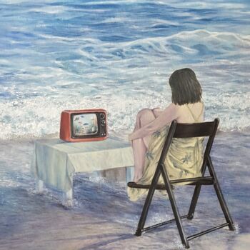 Pittura intitolato "Girl On The Beach" da Maretta Elsalieva, Opera d'arte originale, Olio