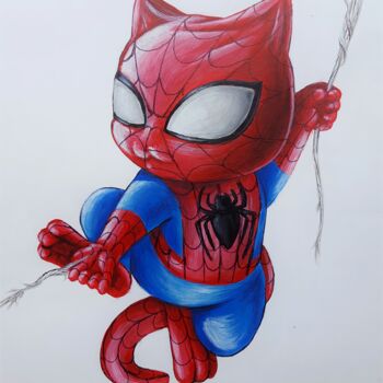 Картина под названием "Spider-Cat" - Maretta Elsalieva, Подлинное произведение искусства, Акрил