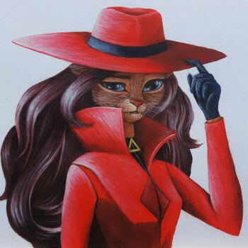 Peinture intitulée "Carmen Sandiego" par Maretta Elsalieva, Œuvre d'art originale, Acrylique