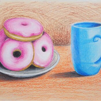 Schilderij getiteld "Donuts" door Maretta Elsalieva, Origineel Kunstwerk, Pastel