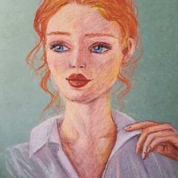 Картина под названием "Red-haired" - Maretta Elsalieva, Подлинное произведение искусства, Пастель