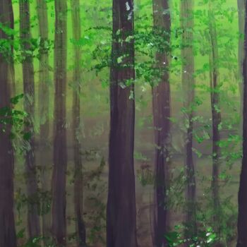 Painting titled "Mysterious Forest" by Maretta Elsalieva, Original Artwork, Acrylic