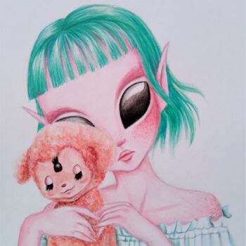Peinture intitulée "Aliens" par Maretta Elsalieva, Œuvre d'art originale, Aquarelle