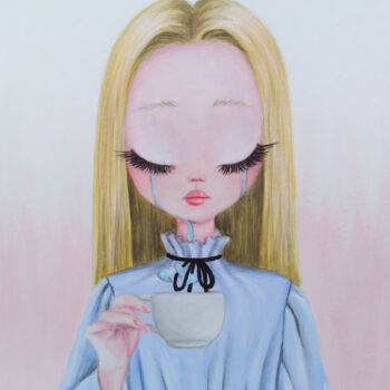 Картина под названием "Bowl full of tears" - Maretta Elsalieva, Подлинное произведение искусства, Акрил