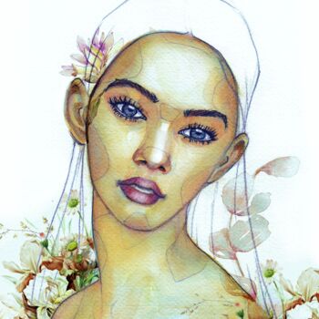 Digital Arts titled "Iris" by Marevann, Original Artwork, Watercolor