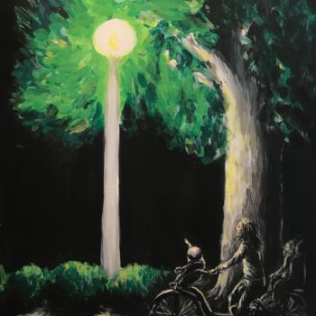 Malarstwo zatytułowany „One Night in Kezoji” autorstwa Martha Preuett, Oryginalna praca, Akryl Zamontowany na Drewniana rama…