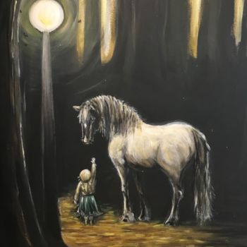 Malarstwo zatytułowany „In a Child’s Dreams” autorstwa Martha Preuett, Oryginalna praca, Akryl Zamontowany na Drewniana rama…