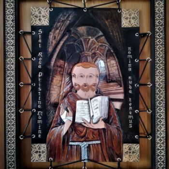 Peinture intitulée "Tableau sur cuir "L…" par Margaery, Œuvre d'art originale