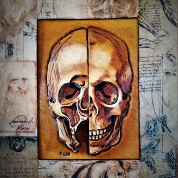 Pittura intitolato "Tête de mort, d'apr…" da Margaery, Opera d'arte originale