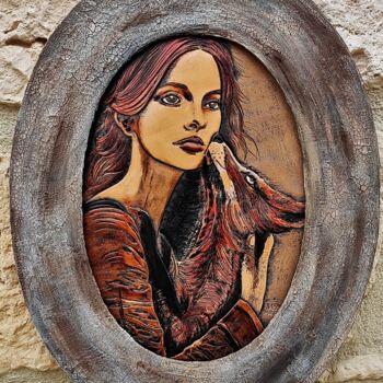 Schilderij getiteld "La jeune fille au r…" door Margaery, Origineel Kunstwerk, Acryl Gemonteerd op Karton
