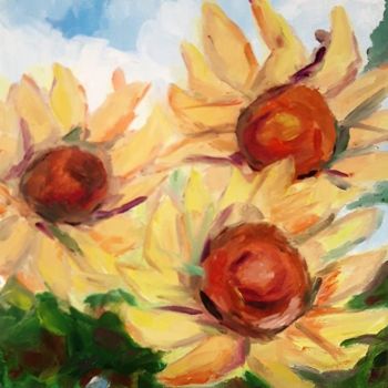 Painting titled "Sonnenblumen" by Marga Natzer, Original Artwork, Oil