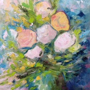 Painting titled "Flowers" by Marga Natzer, Original Artwork, Oil