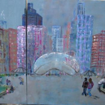 Painting titled "chicago the bean" by Margarita, Original Artwork