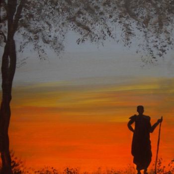 Pintura titulada "Joven africano" por Elvira Margalef, Obra de arte original, Oleo