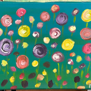 Painting titled "Wildflowers-abstrac…" by Margaret Allen, Original Artwork, Acrylic
