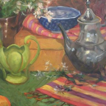 Painting titled "Silver Tea Pot and…" by Margaret Aycock, Original Artwork