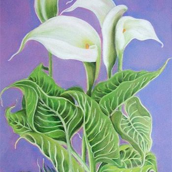 Painting titled "Lilies" by Margaret Zita Coughlan, Original Artwork