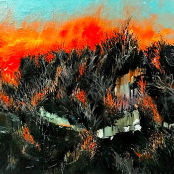 Painting titled "Sunset meadows" by Margarita Ado, Original Artwork, Acrylic